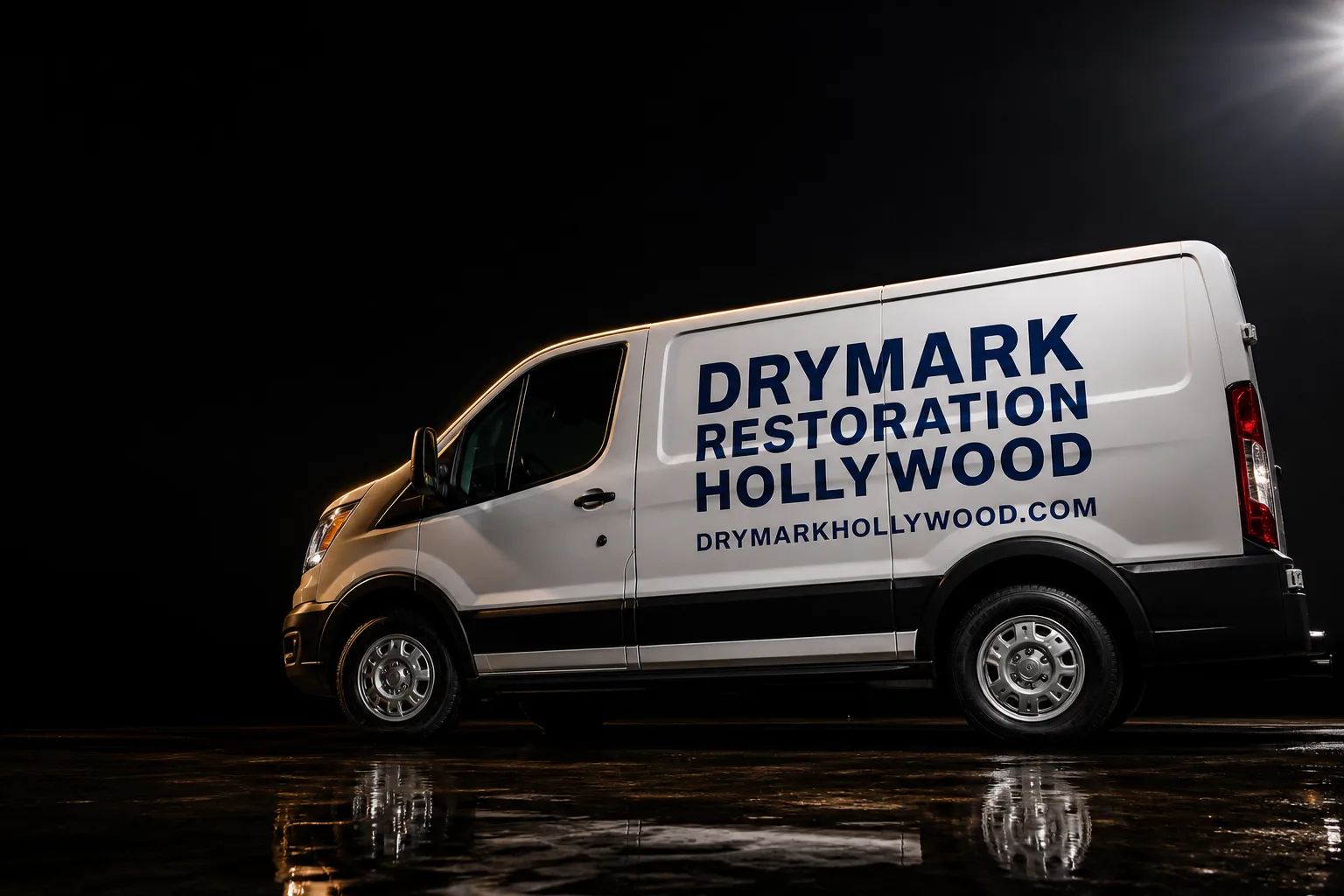 DryMark Restoration Hollywood damage restoration service vehicle and crew in Hollywood, FL